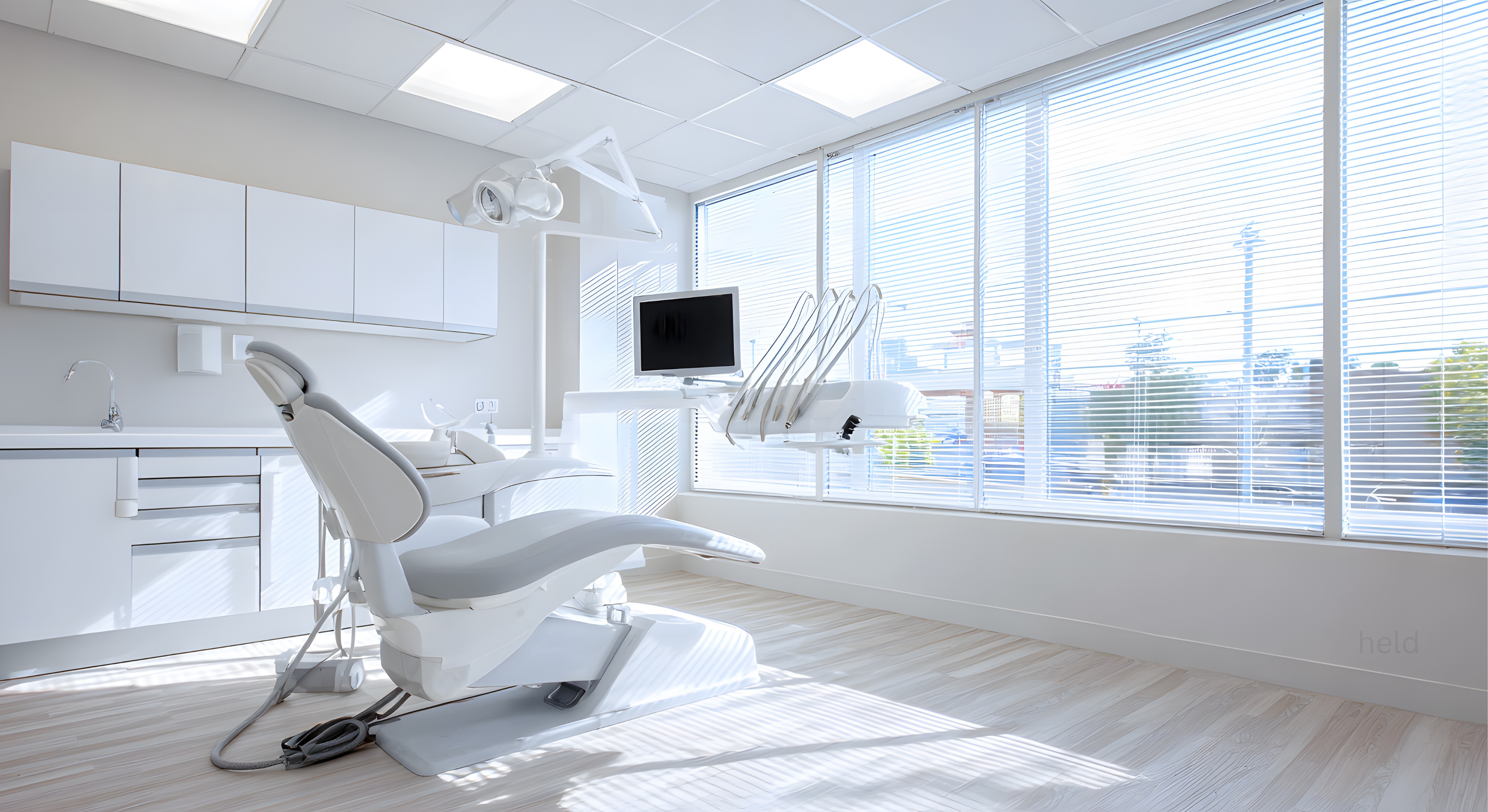 Moderne Zahnarztpraxis mit energieeffizienten Dentalgeräten – nachhaltige Ausstattung von Held Dental